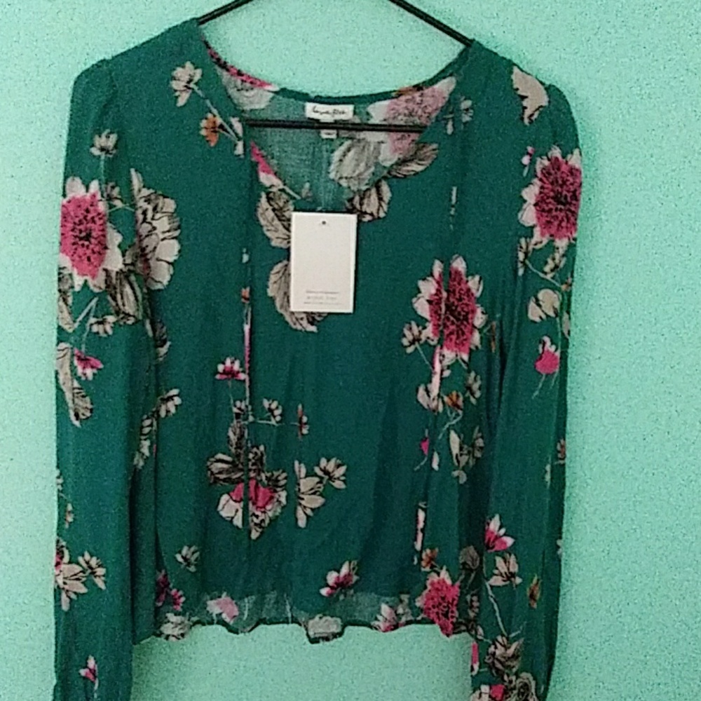 Green blouse with floral detail